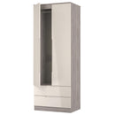 Cannes Ready Assembled 2 Door 2 Drawer Wardrobe in Kashmir Gloss & Grey Oak