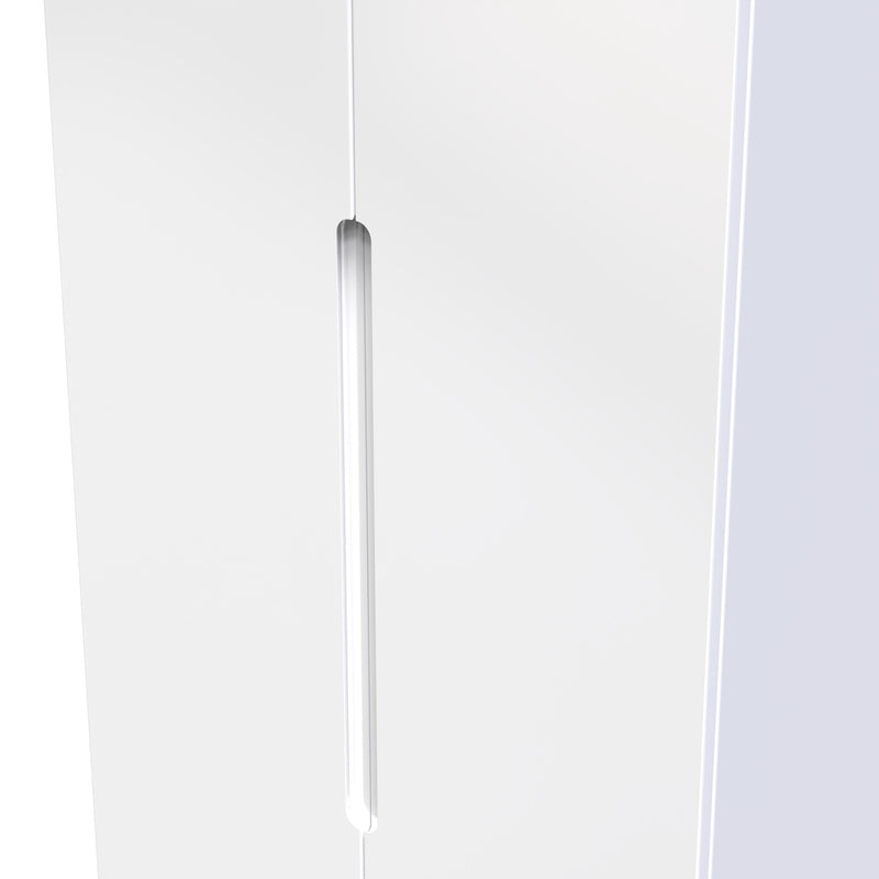 Milan Tall 2 Drawer Double Wardrobe in White Gloss & White - Ready Assembled