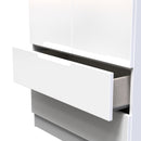Milan Tall 2 Drawer Double Wardrobe in White Gloss & White - Ready Assembled