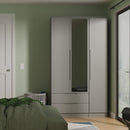 Milan Tall 2 Drawer Tiple Mirror Wardrobe in Dusk Grey - Ready Assembled