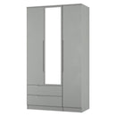 Milan Tall 2 Drawer Tiple Mirror Wardrobe in Dusk Grey - Ready Assembled