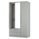 Milan Tall 2 Drawer Tiple Mirror Wardrobe in Dusk Grey - Ready Assembled