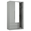 Milan Tall 2 Drawer Tiple Mirror Wardrobe in Dusk Grey - Ready Assembled