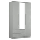 Milan Tall 2 Drawer Tiple Mirror Wardrobe in Dusk Grey - Ready Assembled