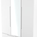 Milan Tall 2 Drawer Tiple Mirror Wardrobe in White Gloss & White - Ready Assembled