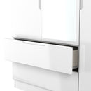 Milan Tall 2 Drawer Tiple Mirror Wardrobe in White Gloss & White - Ready Assembled