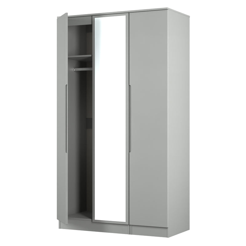 Milan Tall Triple Mirror Wardrobe in Dusk Grey - Ready Assembled