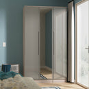 Cannes Ready Assembled Tall Triple Mirror Wardrobe in Grey Gloss & Grey Oak