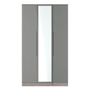 Cannes Ready Assembled Tall Triple Mirror Wardrobe in Grey Gloss & Grey Oak