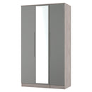 Cannes Ready Assembled Tall Triple Mirror Wardrobe in Grey Gloss & Grey Oak