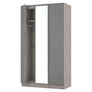 Cannes Ready Assembled Tall Triple Mirror Wardrobe in Grey Gloss & Grey Oak