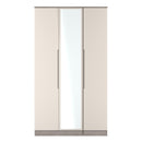 Cannes Ready Assembled Tall Triple Mirror Wardrobe in Kashmir Gloss & Grey Oak