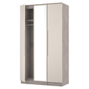 Cannes Ready Assembled Tall Triple Mirror Wardrobe in Kashmir Gloss & Grey Oak