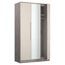 Cannes Ready Assembled Tall Triple Mirror Wardrobe in Kashmir Gloss & Grey Oak