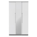 Milan Tall Triple Mirror Wardrobe in White Gloss & White - Ready Assembled