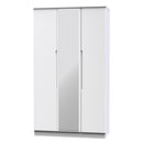 Milan Tall Triple Mirror Wardrobe in White Gloss & White - Ready Assembled