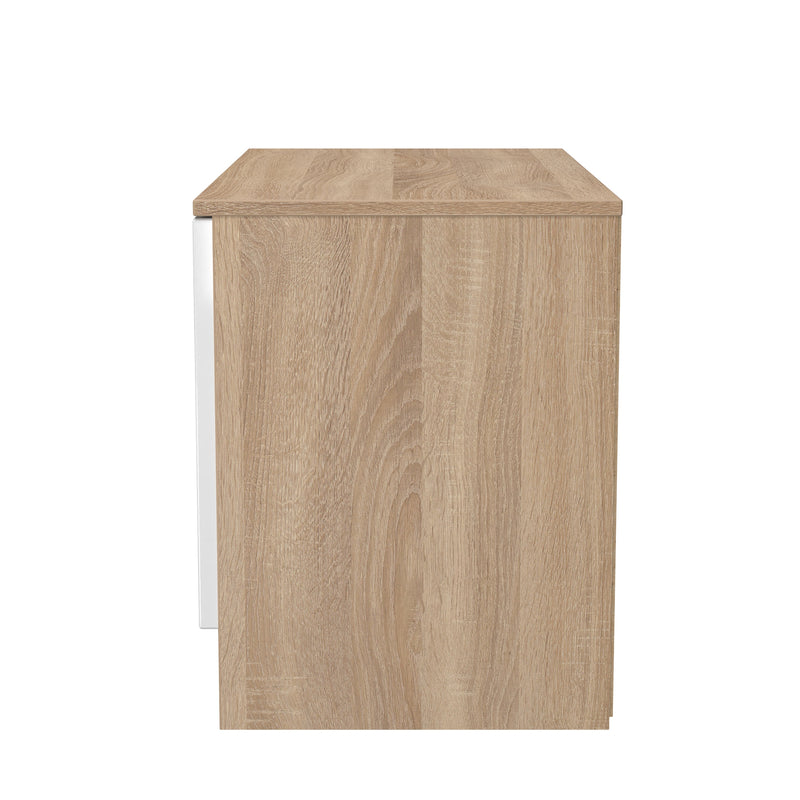 Milan Compact 2 Door TV & Media Unit in White Gloss & Bardolino Oak - Ready Assembled