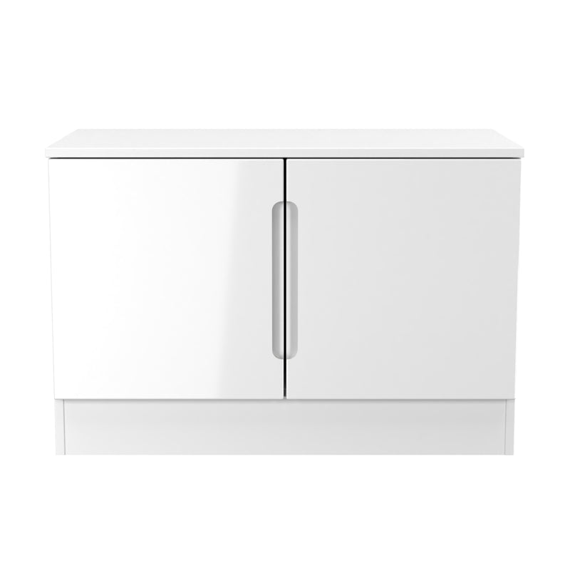 Milan Compact 2 Door TV & Media Unit in White Gloss & White Matt - Ready Assembled