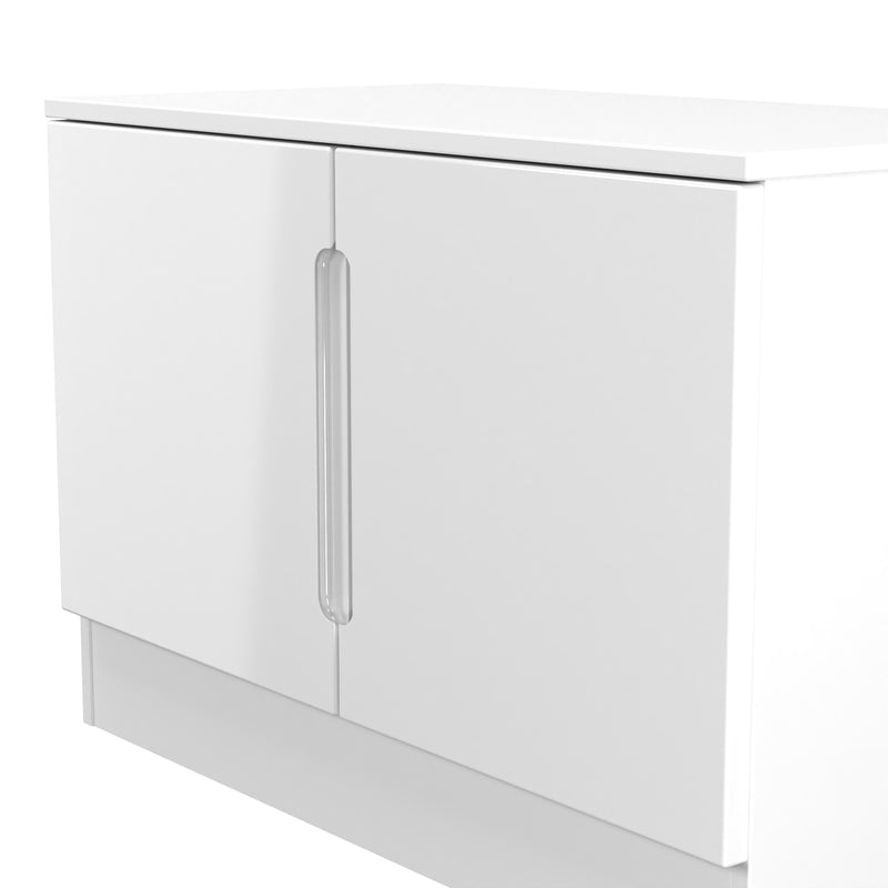 Milan Compact 2 Door TV & Media Unit in White Gloss & White Matt - Ready Assembled