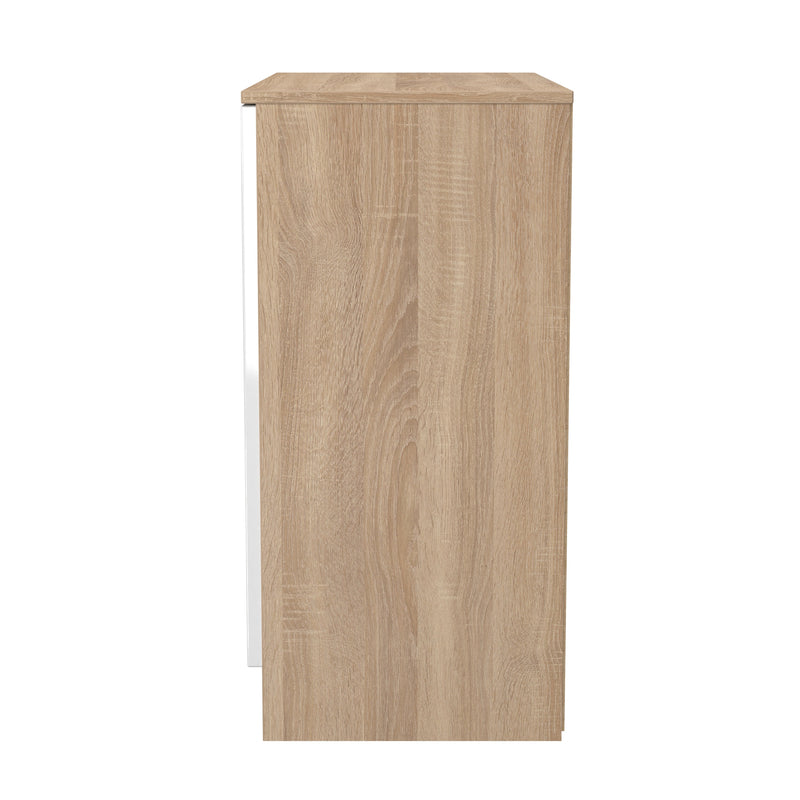 Milan 2 Door Cabinet in White Gloss & Bardolino Oak - Ready Assembled