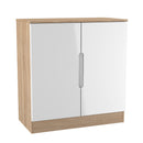 Milan 2 Door Cabinet in White Gloss & Bardolino Oak - Ready Assembled