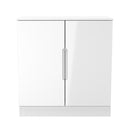 Milan 2 Door Cabinet in White Gloss & White Matt - Ready Assembled