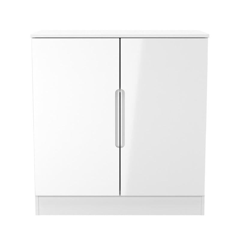 Milan 2 Door Cabinet in White Gloss & White Matt - Ready Assembled