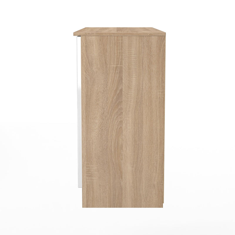 Milan 3 Door Sideboard in White Gloss & Bardolino Oak - Ready Assembled