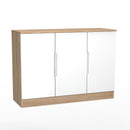 Milan 3 Door Sideboard in White Gloss & Bardolino Oak - Ready Assembled