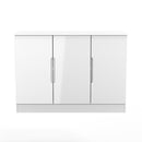 Milan 3 Door Sideboard in White Gloss & White Matt - Ready Assembled