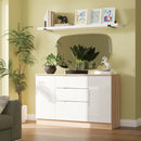 Milan 2 Door 3 Drawer Sideboard in White Gloss & Bardolino Oak - Ready Assembled