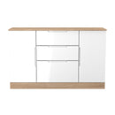 Milan 2 Door 3 Drawer Sideboard in White Gloss & Bardolino Oak - Ready Assembled