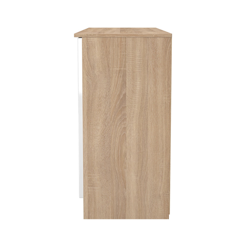 Milan 2 Door 3 Drawer Sideboard in White Gloss & Bardolino Oak - Ready Assembled