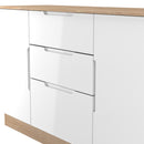 Milan 2 Door 3 Drawer Sideboard in White Gloss & Bardolino Oak - Ready Assembled