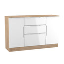 Milan 2 Door 3 Drawer Sideboard in White Gloss & Bardolino Oak - Ready Assembled