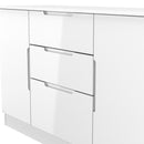 Milan 2 Door 3 Drawer Sideboard in White Gloss & White Matt - Ready Assembled
