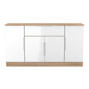 Milan 4 Door 1 Drawer Wide Unit in White Gloss & Bardolino Oak - Ready Assembled