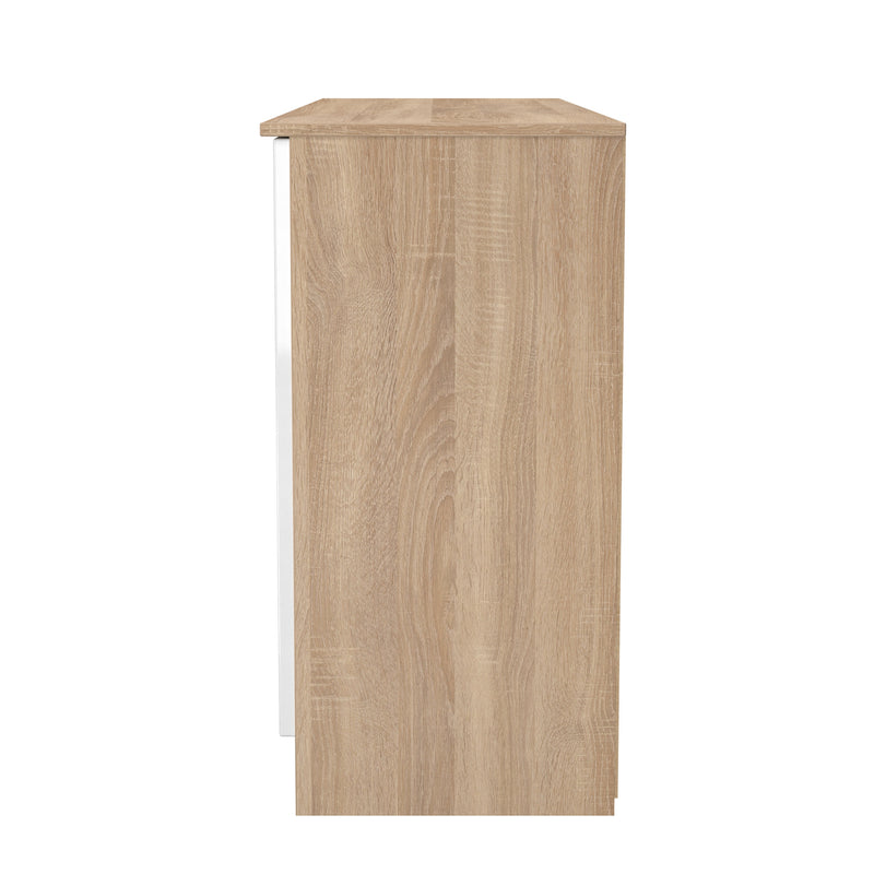 Milan 4 Door 1 Drawer Wide Unit in White Gloss & Bardolino Oak - Ready Assembled