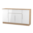 Milan 4 Door 1 Drawer Wide Unit in White Gloss & Bardolino Oak - Ready Assembled