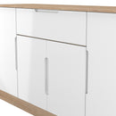 Milan 4 Door 1 Drawer Wide Unit in White Gloss & Bardolino Oak - Ready Assembled