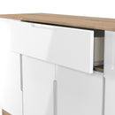 Milan 4 Door 1 Drawer Wide Unit in White Gloss & Bardolino Oak - Ready Assembled
