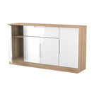 Milan 4 Door 1 Drawer Wide Unit in White Gloss & Bardolino Oak - Ready Assembled