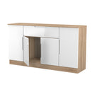 Milan 4 Door 1 Drawer Wide Unit in White Gloss & Bardolino Oak - Ready Assembled
