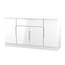 Milan 4 Door 1 Drawer Wide Unit in White Gloss & White Matt - Ready Assembled