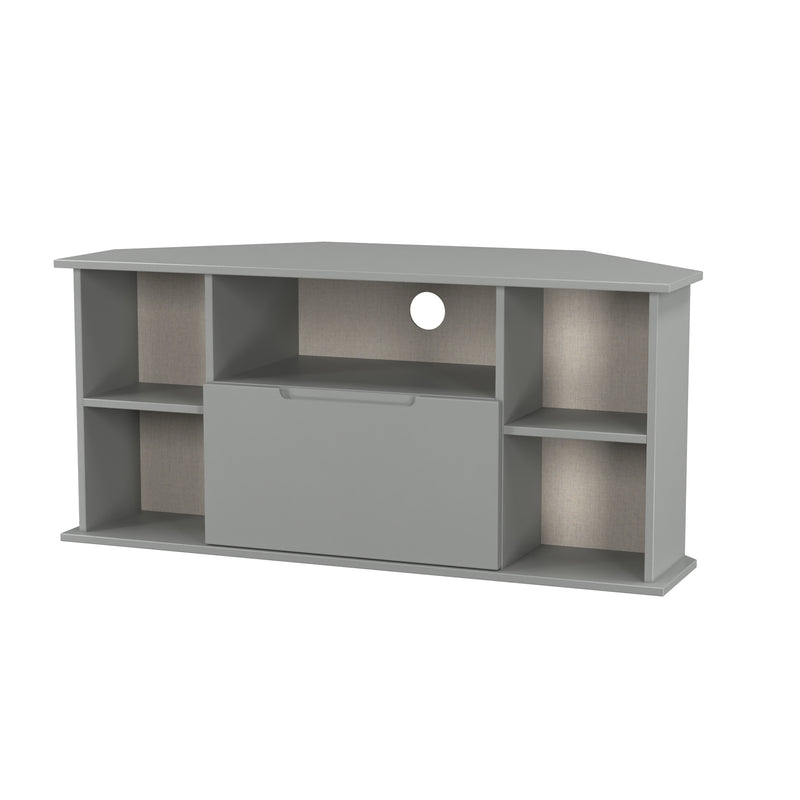 Milan Corner TV Unit in Dusk Grey - Ready Assembled
