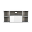 Milan Corner TV Unit in White Gloss & White Matt - Ready Assembled