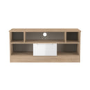 Milan 1 Drawer TV & Media Unit in White Gloss & Bardolino Oak - Ready Assembled