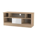 Milan 1 Drawer TV & Media Unit in White Gloss & Bardolino Oak - Ready Assembled