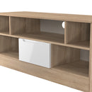 Milan 1 Drawer TV & Media Unit in White Gloss & Bardolino Oak - Ready Assembled