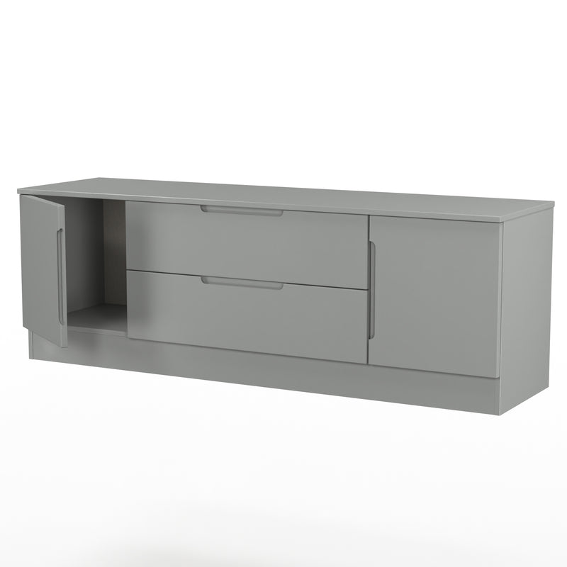 Milan 2 Door 2 Drawer Superwide TV Unit in Dusk Grey - Ready Assembled